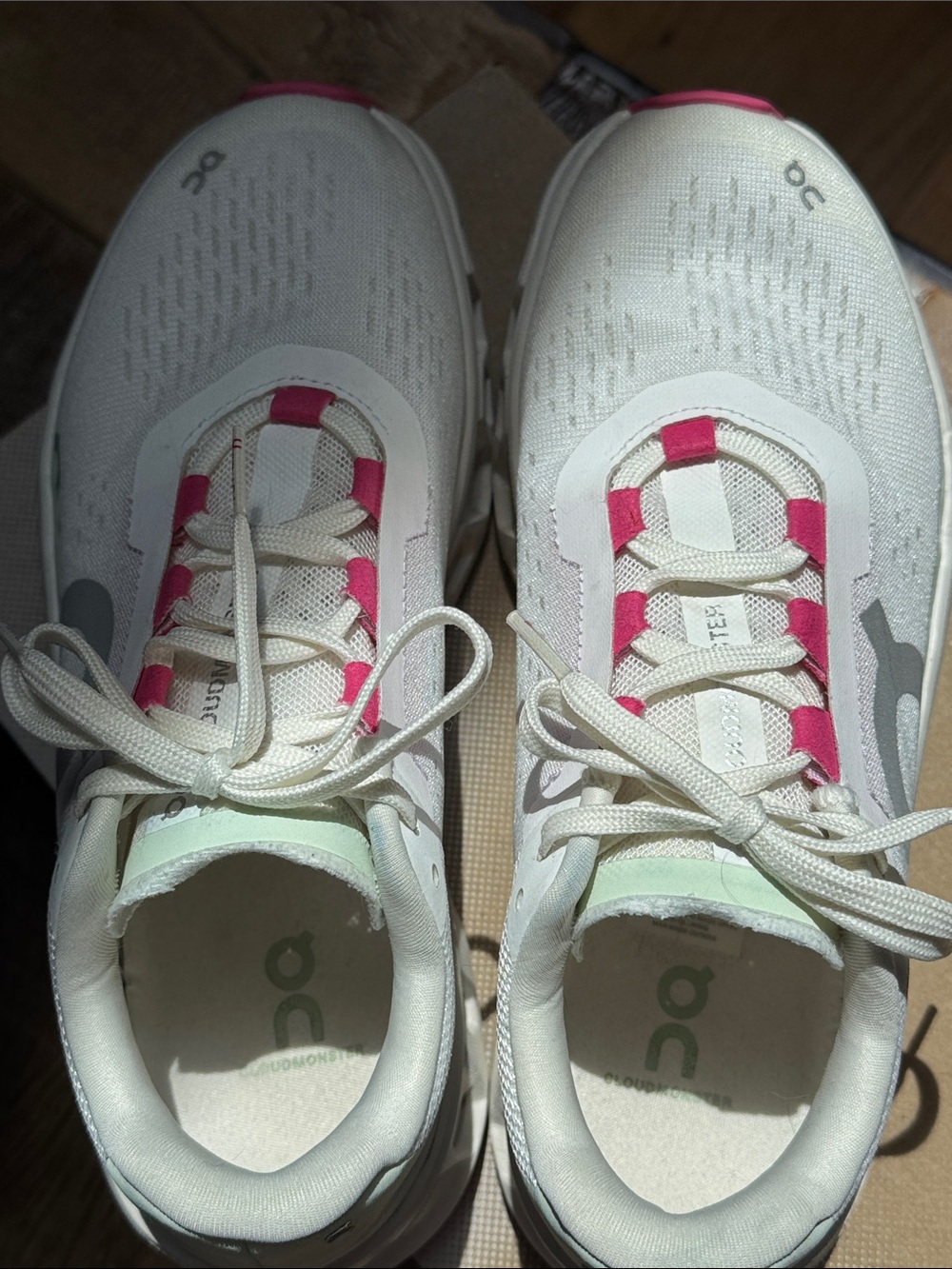 On Running Cloudmonster White Lima Pink Running Sneakers Shoes LKNW in Box! - Picture 6 of 10